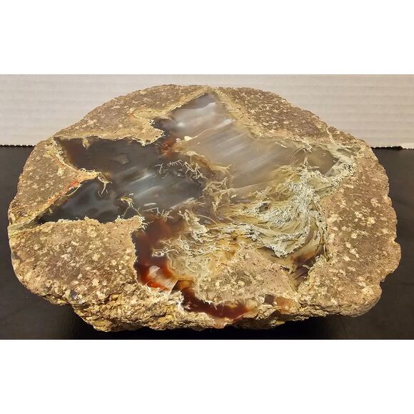 Thunder Egg Geode with Brown and White Chalcedony Crystal - Picture 1 of 6